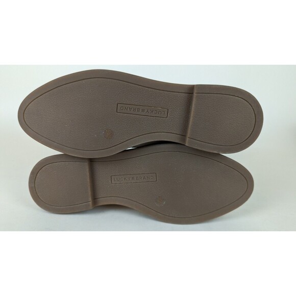 Lucky Brand Redmy Loafers Flats Womens 6.5 M Tan Leather Stud Peace Shoes NWB - Picture 6 of 11